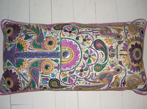 A Large Embroidered and Sequinned Cushion
