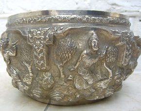 Burmese Silver Repousse Work Bowl